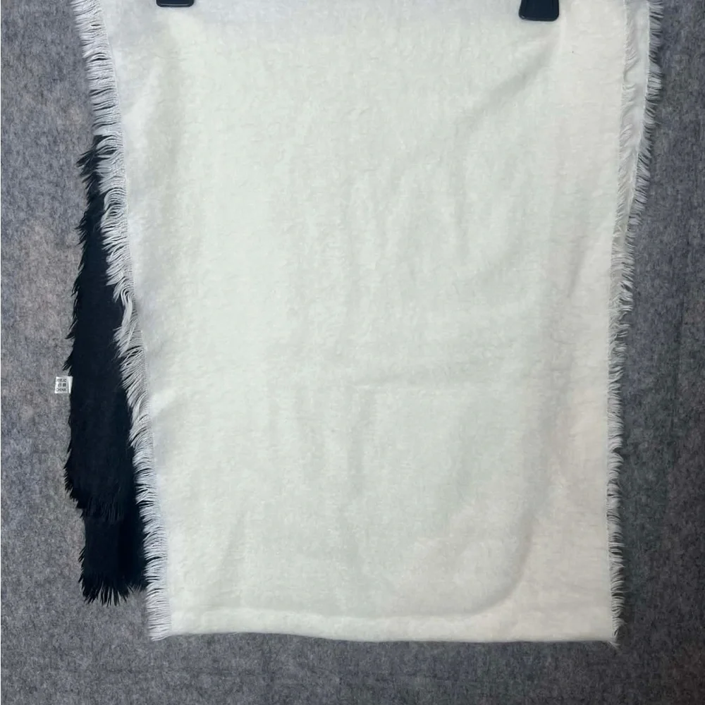 Black‎ and White stylish Fluffy Ombre Scarf